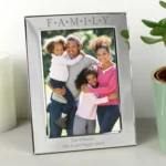 Personalised 'Family' Hearts Motif 5x7 Portrait Silver Aluminium Photo Frame - Image 2