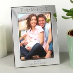 Personalised 'Family' Hearts Motif 5x7 Portrait Silver Aluminium Photo Frame - Image 3