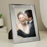 Personalised ‘Our Wedding Day’ Hearts Motif 5×7 Portrait Silver Aluminium Photo Frame - Image 3