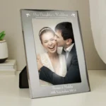 Personalised ‘Our Daughter's Wedding’ Hearts Motif 5×7 Portrait Silver Aluminium Photo Frame - Image 3