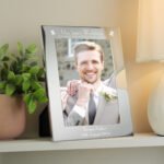 Personalised 'Our Son's Wedding' Top Hat Motif 5×7 Portrait Silver Aluminium Photo Frame - Image 2