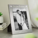 Personalised 'Our Son's Wedding' Top Hat Motif 5×7 Portrait Silver Aluminium Photo Frame - Image 3