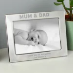 Personalised ‘Mum & Dad’ 7x5 Landscape Silver Aluminium Photo Frame