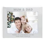 Personalised ‘Mum & Dad’ 7x5 Landscape Silver Aluminium Photo Frame - Image 3