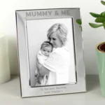 Personalised ‘Mummy & Me’ 5×7 Portrait Silver Aluminium Photo Frame - Image 3