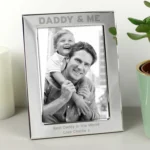 Personalised ‘Daddy & Me’ 5×7 Portrait Silver Aluminium Photo Frame - Image 3