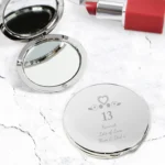 Personalised Birthday Craft Design Round Silver Nickel Plated Compact Mirror
