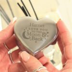 Personalised 'I Love You To the Moon & Back' Heart Shaped Silver Nickel Plated Trinket Box - Image 2
