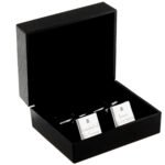 Personalised Any Role Decorative Top Hat Motif Wedding Silver Finish Square Cufflinks - Image 3