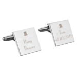 Personalised Any Role Decorative Top Hat Motif Wedding Silver Finish Square Cufflinks - Image 7