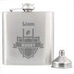 Personalised Rugby Crest Stainless Steel Hip Flask - Image 3