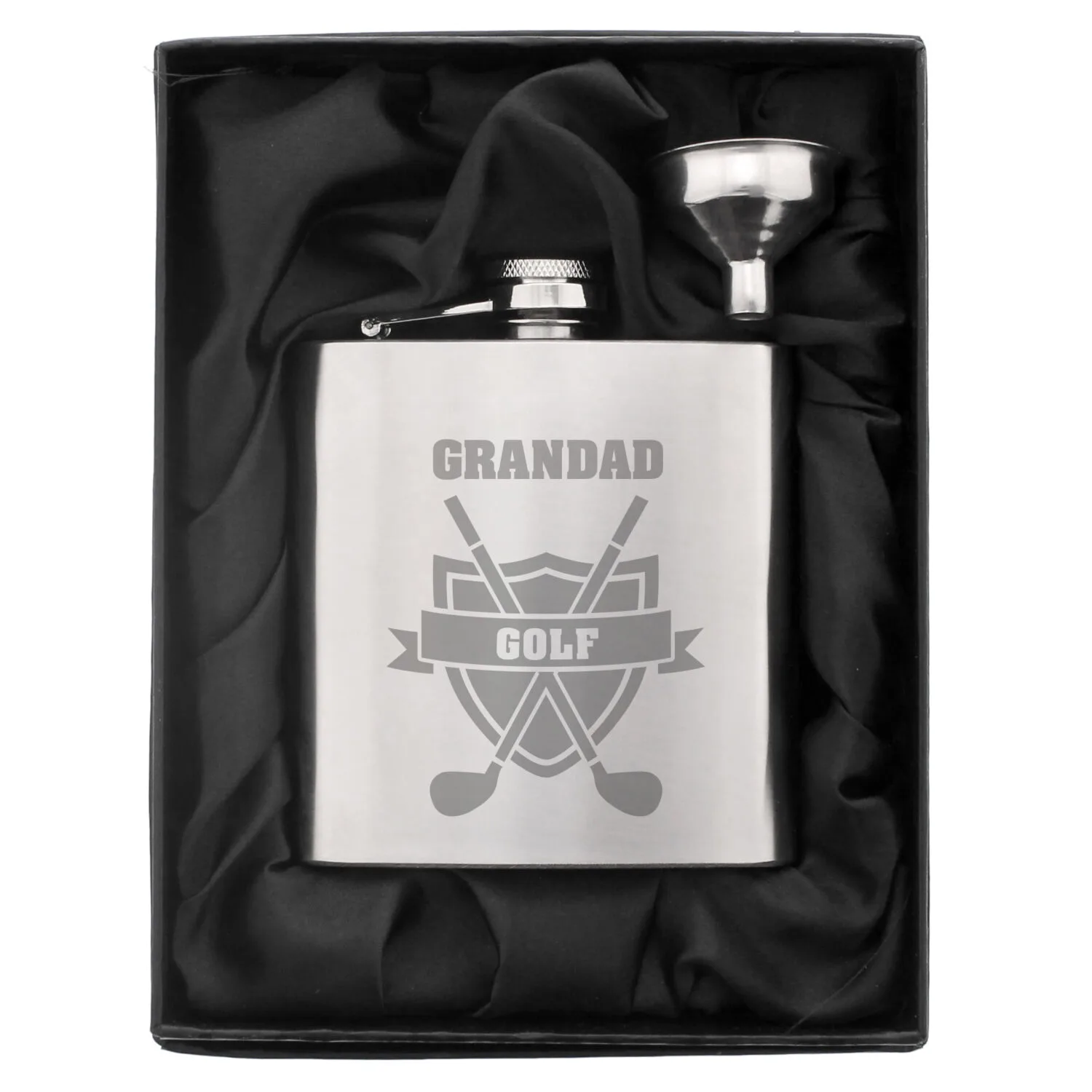 Personalised Golf Crest Stainless Steel Hip Flask - Image 2