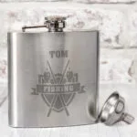 Personalised Fishing Crest Stainless Steel Hip Flask