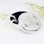 Personalised Garden Bloom Design Round Silver Nickel Plated Trinket Box - Image 4