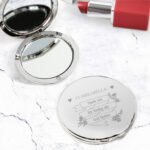 Personalised Garden Bloom Design Round Silver Nickel Plated Compact Mirror