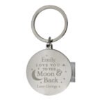 Personalised 'Love You To The Moon & Back' Silver Finish Photo Keyring - Image 5