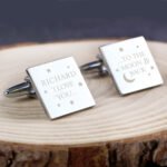 Personalised 'I Love You To The Moon & Back' Silver Finish Square Cufflinks
