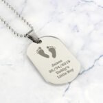 Personalised Baby Footprints Motif Stainless Steel Dog Tag Necklace - Image 5