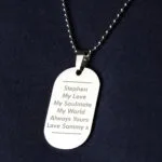 Personalised Any Message Classic Design Stainless Steel Dog Tag Necklace