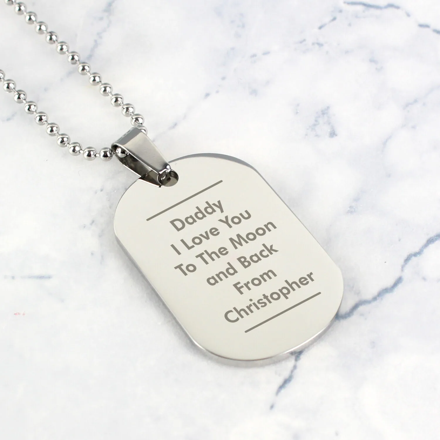 Personalised Any Message Classic Design Stainless Steel Dog Tag Necklace - Image 3