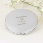 Personalised Any Message Round Silver Nickel Plated Compact Mirror - Image 3