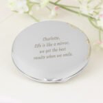 Personalised Any Message Round Silver Nickel Plated Compact Mirror - Image 4
