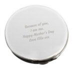 Personalised Any Message Round Silver Nickel Plated Compact Mirror - Image 7