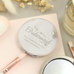 Personalised 'Bridesmaid' Swirls & Hearts Design Round Silver Nickel Plated Compact Mirror - Image 3