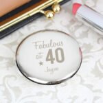 Personalised Fabulous Birthday Big Age Round Silver Nickel Plated Compact Mirror - Image 3