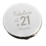 Personalised Fabulous Birthday Big Age Round Silver Nickel Plated Compact Mirror - Image 5