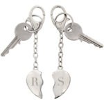 Personalised Initials Two Hearts Silver Nickel Plated Keyring - Image 3