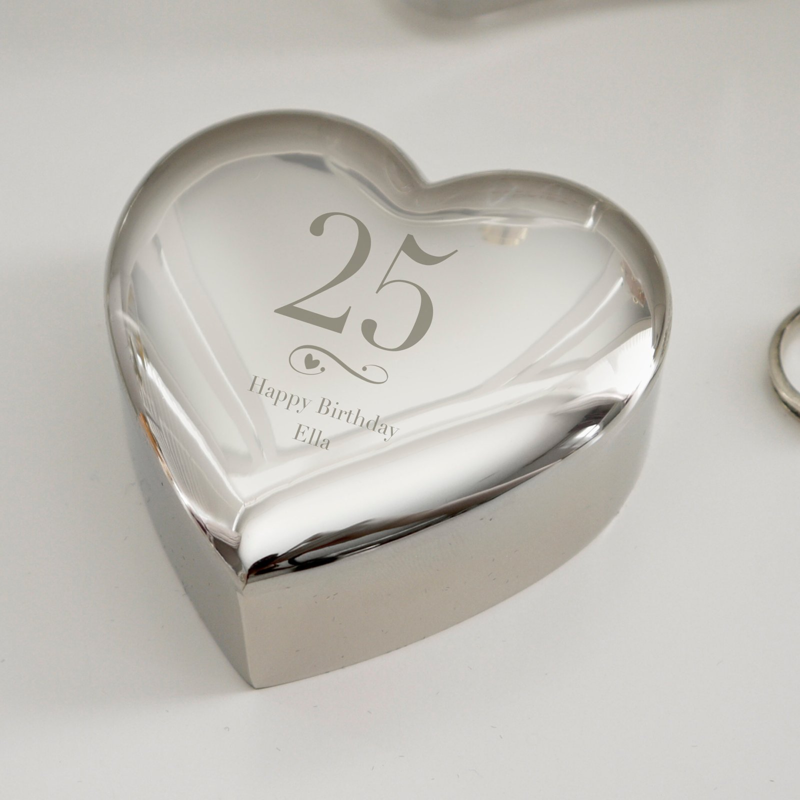 P0102U04 Personalised Birthday Big Age Heart Shaped Silver Nickel Plated Trinket Box Personalised Birthday Big Age Heart Shaped Silver Nickel Plated Trinket Box - Image 1