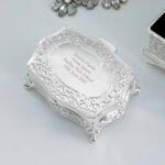 Personalised Any Message Small Antique Style Silver Finish Trinket Box - Image 6