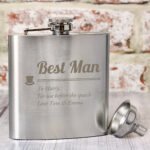 Personalised 'Best Man' Top Hat Motif Stainless Steel Hip Flask