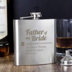 Personalised 'Father of the Bride' Top Hat Motif Stainless Steel Hip Flask - Image 2