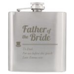 Personalised 'Father of the Bride' Top Hat Motif Stainless Steel Hip Flask - Image 3