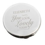 Personalised 'You Look Lovely Today' Round Silver Nickel Plated Compact Mirror - Image 2