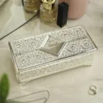 Personalised Name & Message Swirls & Hearts Design Antique Silver Plated Jewellery Box - Image 3