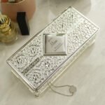 Personalised Any Message Swirls & Hearts Design Antique Silver Plated Jewellery Box - Image 5
