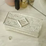 Personalised Name & Message Swirls & Hearts Design Antique Silver Plated Jewellery Box - Image 5