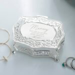 Personalised Swirls & Hearts Design Small Antique Style Silver Finish Trinket Box