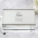 Personalised Any Message Swirls & Hearts Design Mirrored Glass Jewellery Box - Image 2