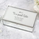 Personalised Any Message Swirls & Hearts Design Mirrored Glass Jewellery Box - Image 4