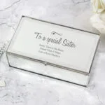 Personalised Any Message Swirls & Hearts Design Mirrored Glass Jewellery Box - Image 4