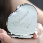 Personalised Swirls & Hearts Diamante Heart Shaped Silver Nickel Plated Compact Mirror - Image 7
