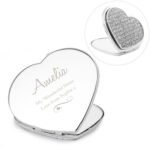 Personalised Swirls & Hearts Diamante Heart Shaped Silver Nickel Plated Compact Mirror - Image 8