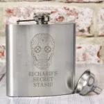 Personalised Sugar Skull Design Stainless Steel Hip Flask