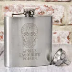 Personalised Sugar Skull Design Stainless Steel Hip Flask - Image 2
