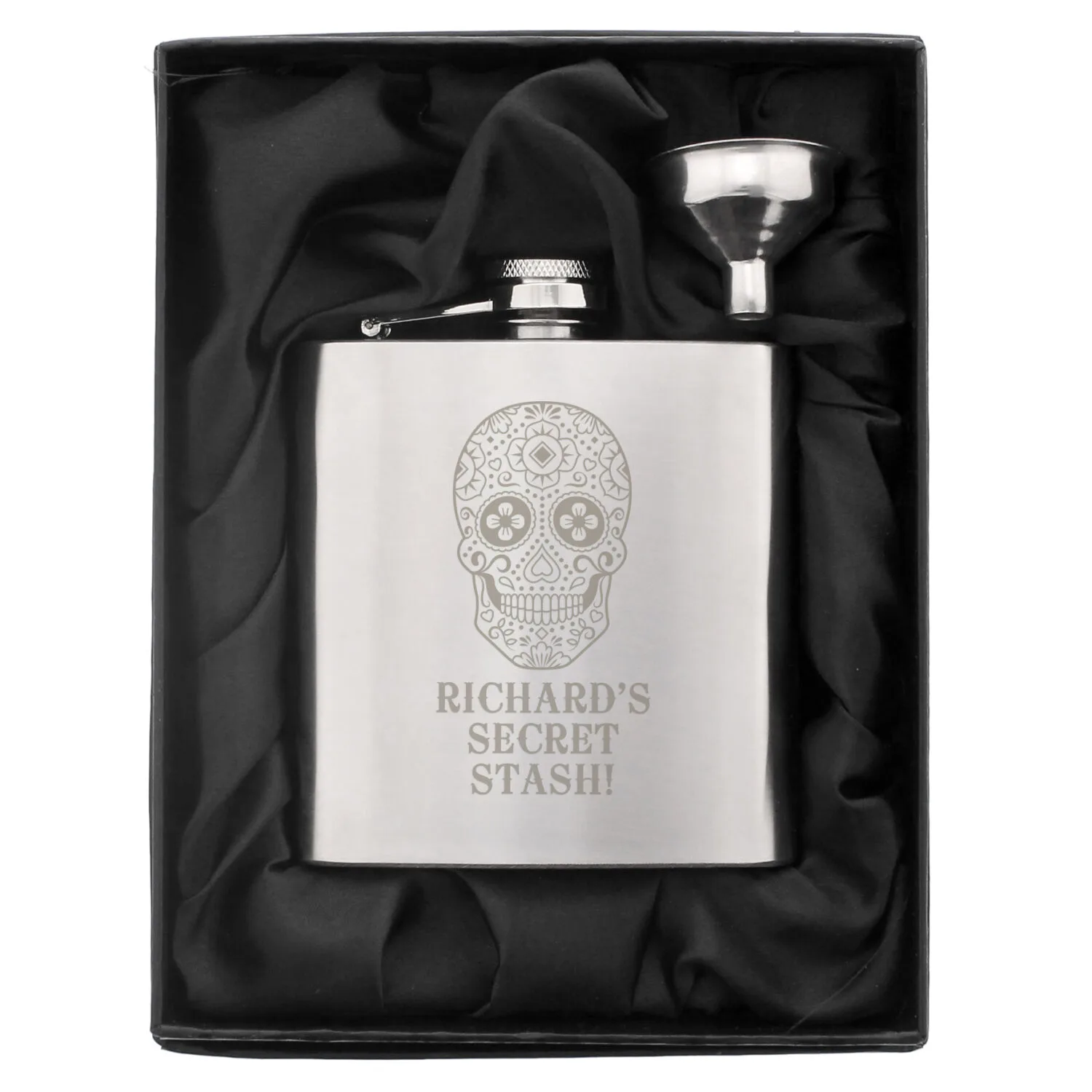 Personalised Sugar Skull Design Stainless Steel Hip Flask - Image 5