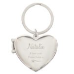 Personalised Swirl Heart Motif Heart Shaped Silver Nickel Plated Photoframe Keyring - Image 10